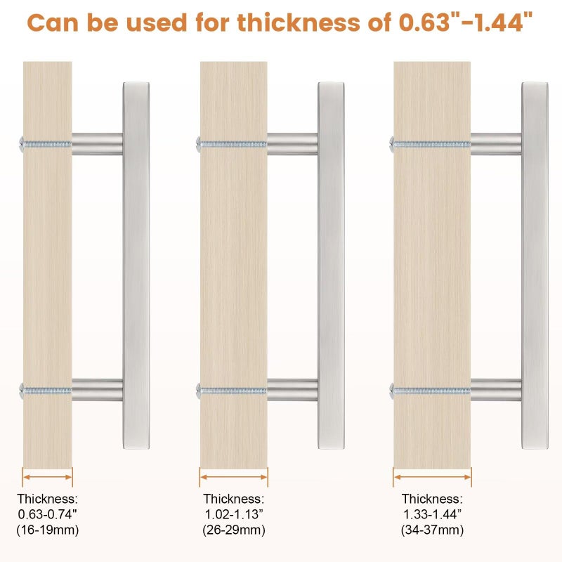 Probrico Cabinet Handles-(Pack of 5) Stainless Steel 4 inch (102mm) Hole Centers Square T Bar Kitchen Cabinet Handles Drawer Pulls for Kitchen Furniture Hardware - Image 4